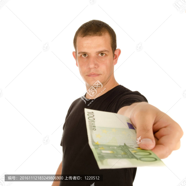 年輕人用歐元鈔票