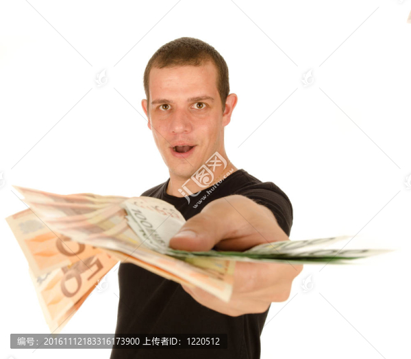 年輕人用歐元鈔票