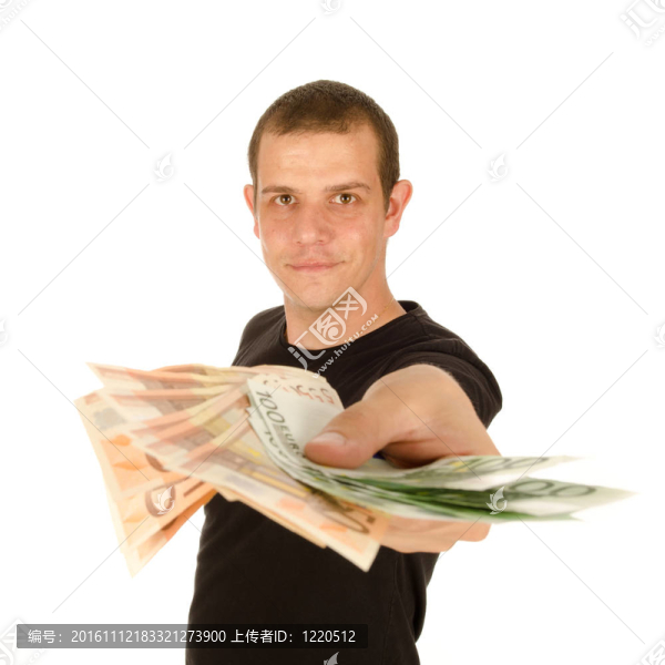 年輕人用歐元鈔票