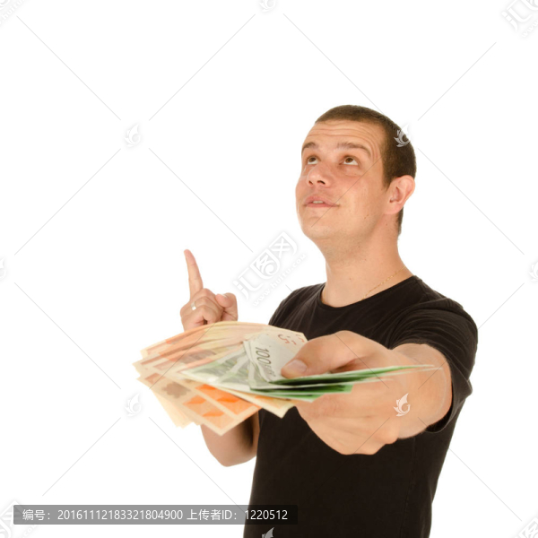 年輕人用歐元鈔票
