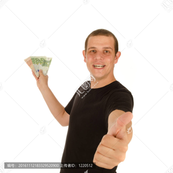 年輕人用歐元鈔票