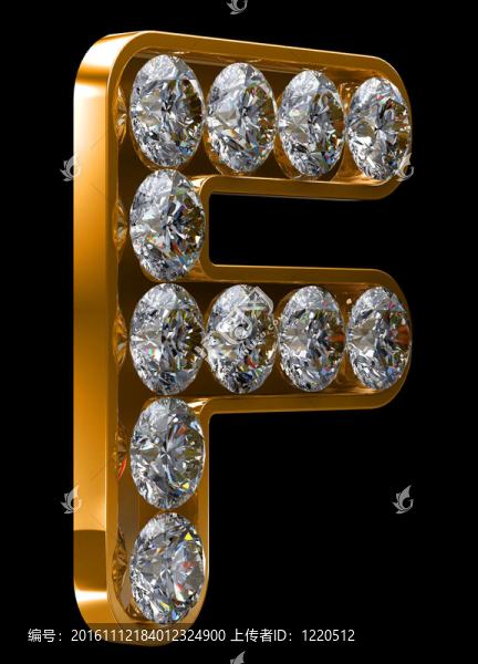 金F字母鑲嵌鉆石