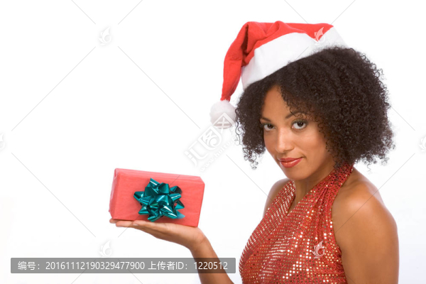 友好的Santa夫人帶圣誕禮物