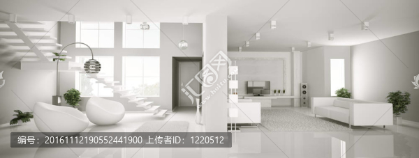 白色公寓室內(nèi)全景3D