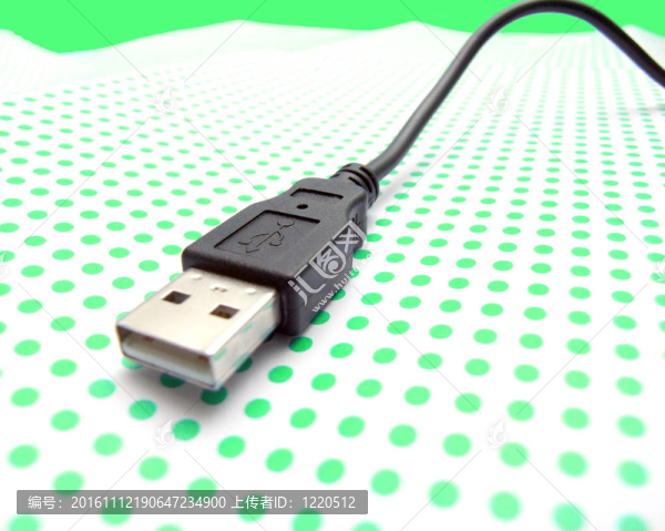 點背景的USB電纜