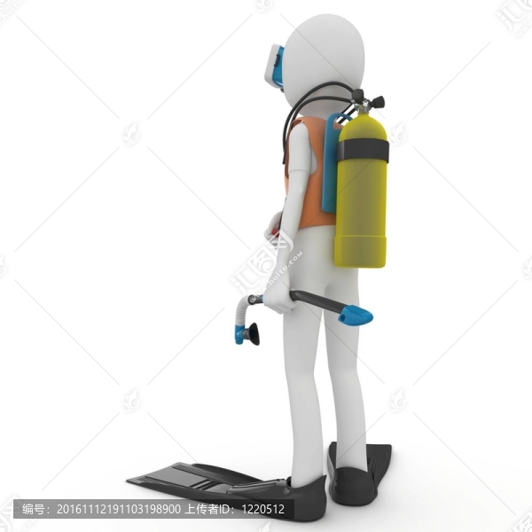 潛水齒輪的3D人