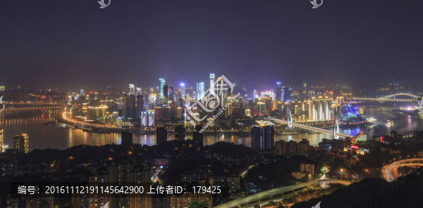 俯瞰重慶市中區(qū)夜景渝中半島全景