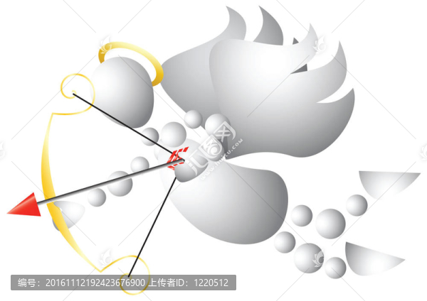 像cupid一樣的金色的弓和箭