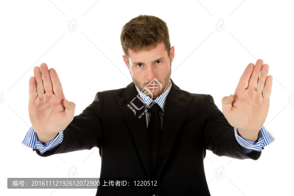 有吸引力的白人商人；手掌