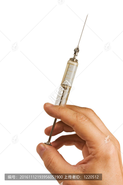 手部舊玻璃注射器