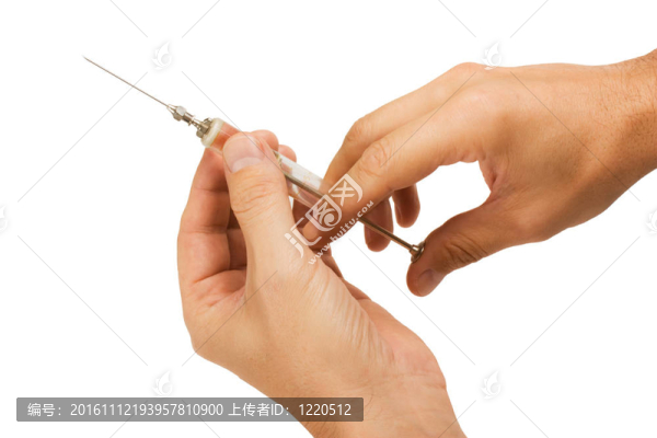 手部舊玻璃注射器