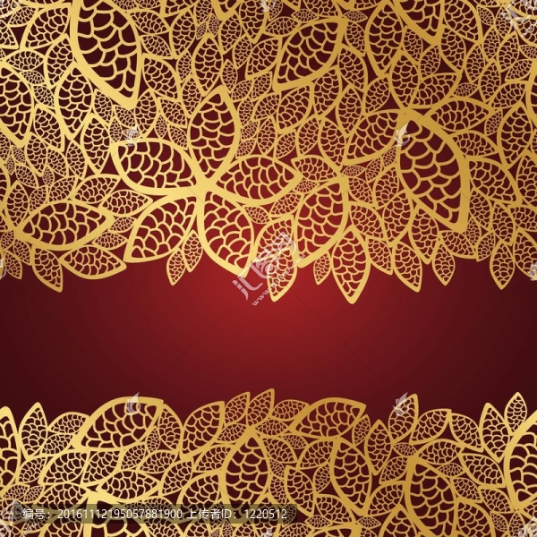 紅色背景上的金色蕾絲花邊