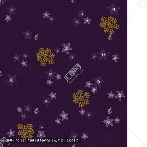 無縫的紫色漩渦和花朵