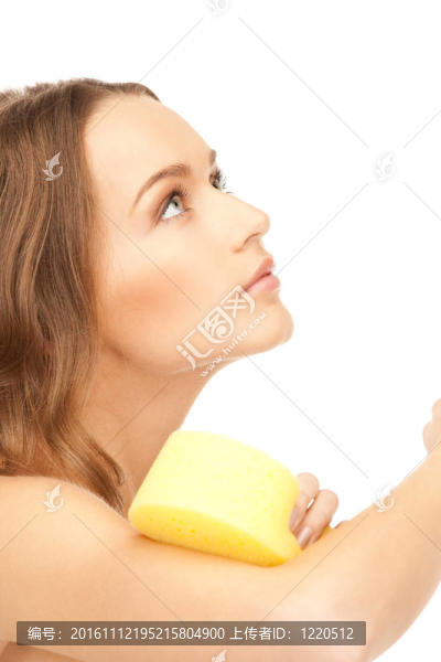 美麗女人用海綿