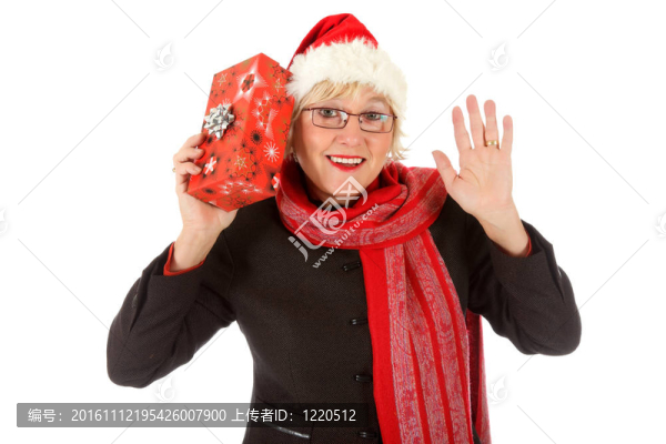 快樂的中年圣誕老人；禮物