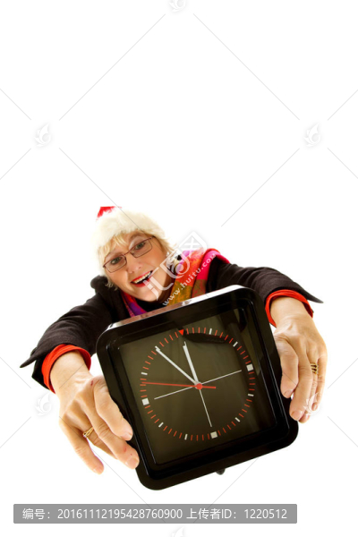 中年的圣誕老人；時鐘
