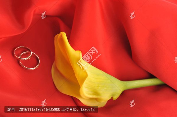紅織物和黃色花