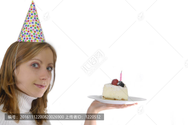 生日和蛋糕的女人