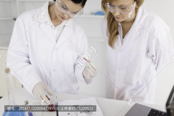 兩個(gè)科學(xué)家觀察試管的婦女