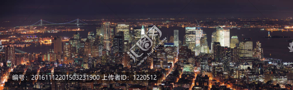 紐約市曼哈頓天際線全景鳥瞰黃昏