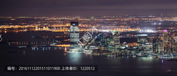 新澤西市夜間全景，來自于紐約市的曼哈頓