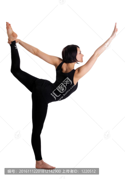 美麗的女人站在瑜伽體式-,Dancer,Pose