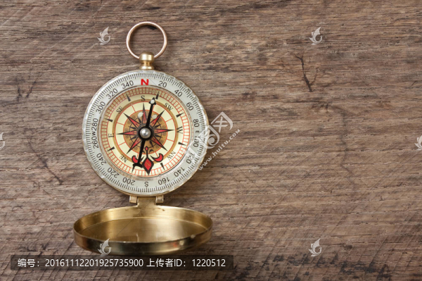木制背景羅盤