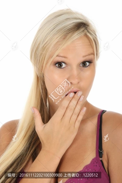 驚訝，漂亮的金發(fā)女士