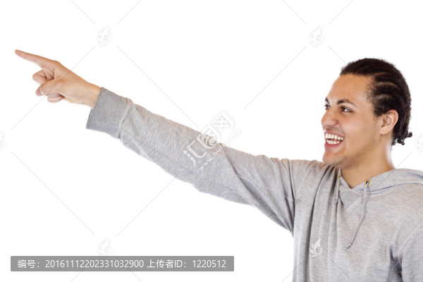 埃塞俄比亞人用伸出的手臂指向廣告空間