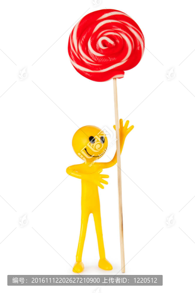 拿著五顏六色的棒棒糖，孤立在白色的笑臉