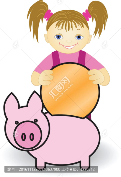 女孩和小豬銀行