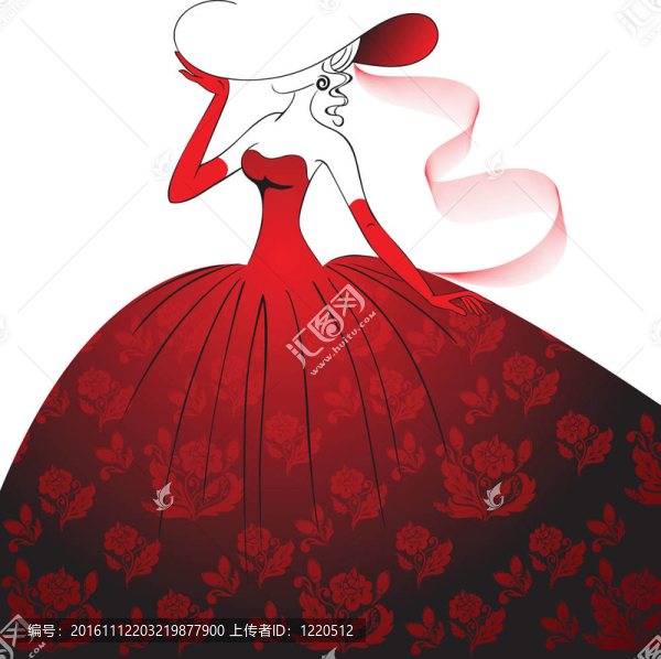 穿著紅色晚禮服的女士