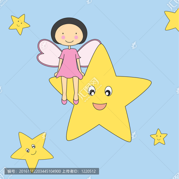 坐在星星上的女孩