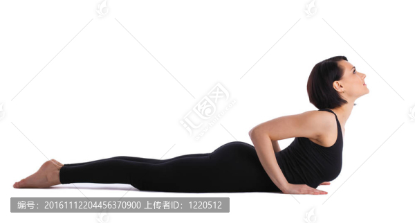 女子背部彎曲瑜伽-嬰兒眼鏡蛇構(gòu)成孤立