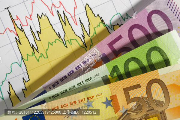 歐元貨幣與金融圖表