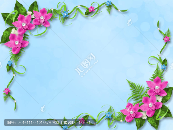 邀請(qǐng)或祝賀的藍(lán)色和粉紅色的蘭花卡