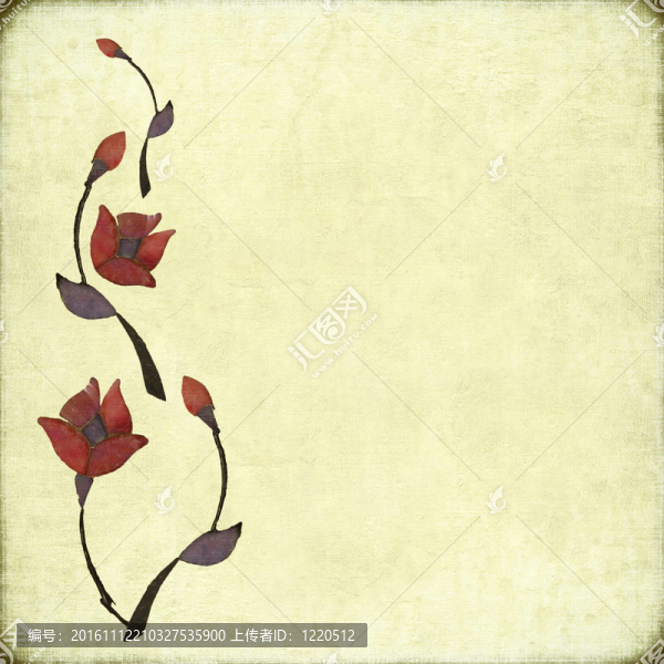 仿古紙上的花石設(shè)計(jì)