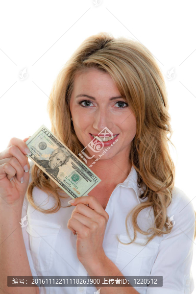 美元貨幣紙幣和妻子