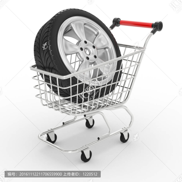 大型汽車車輪的三維購物車