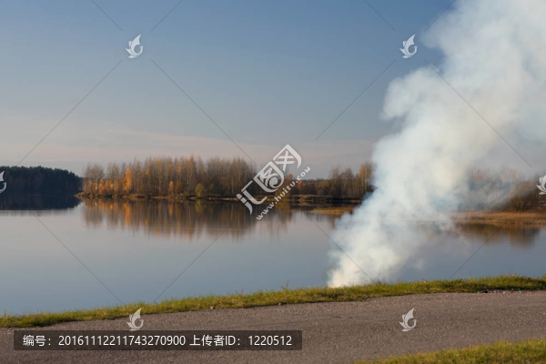 秋天的森林湖