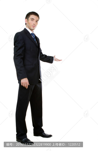 商人伸出手臂表示歡迎