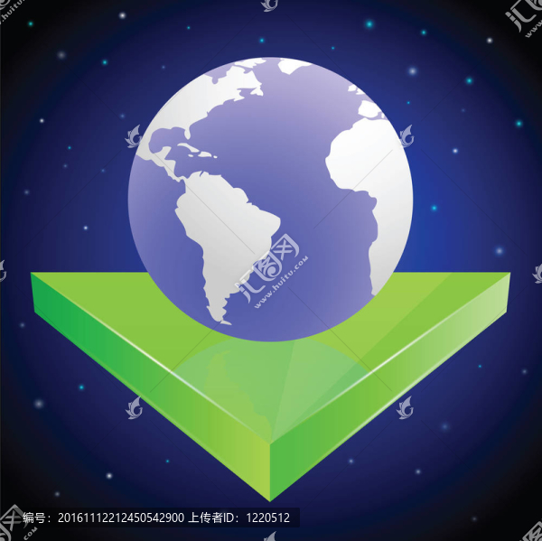 地球空間上的綠色箭頭