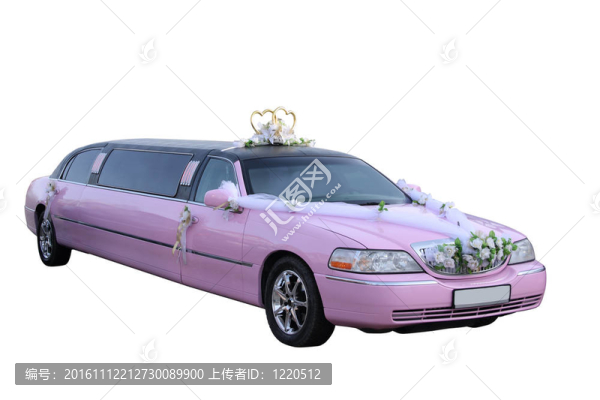 粉色婚禮的豪華轎車
