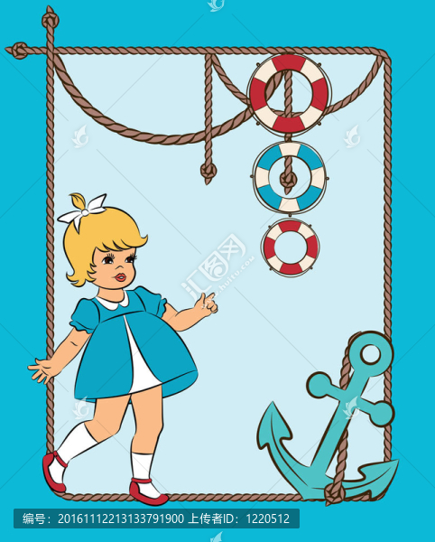 復(fù)古卡通小女孩。