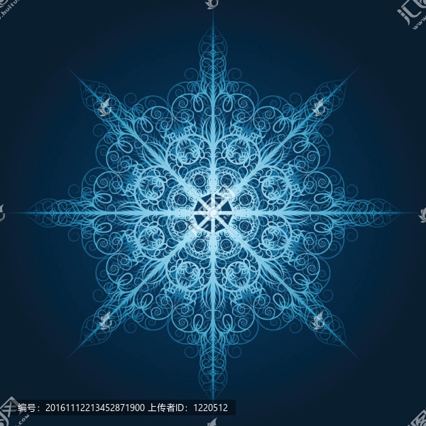 高度詳細的藍色雪花