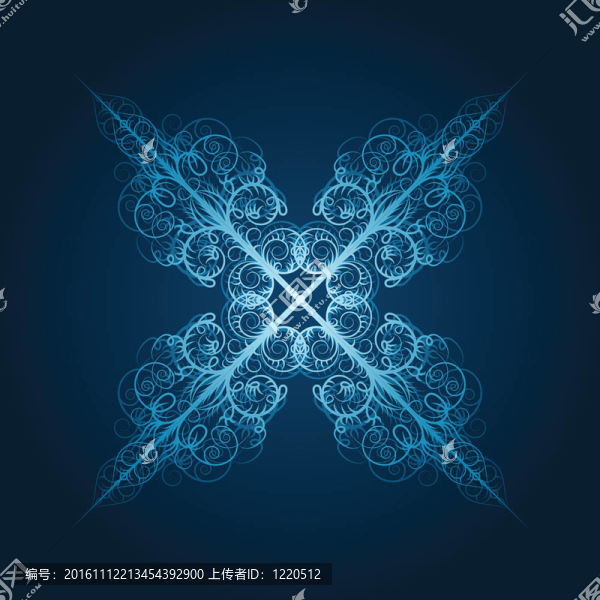 高度詳細(xì)的藍(lán)色雪花