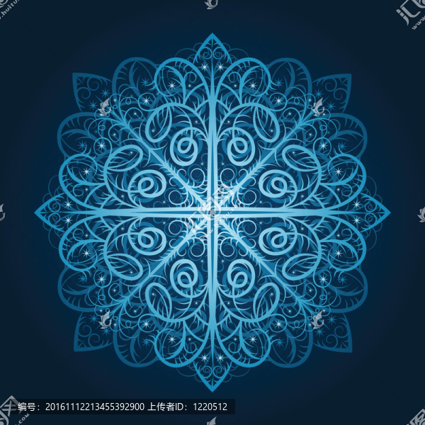 高度詳細(xì)的藍(lán)色雪花