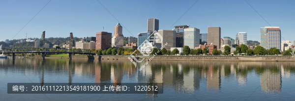 波特蘭市區(qū)濱水天際線全景