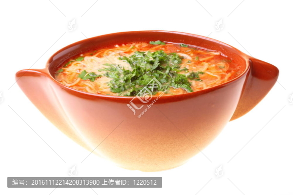 番茄湯；香菜白背景