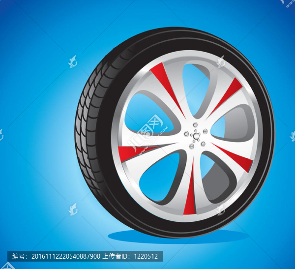 具有合金車輪和低輪廓輪胎的汽車車輪